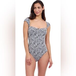 Profile by Gottex Plumeria Textured Women’s Cap Sleeve One Piece Bathing Suit